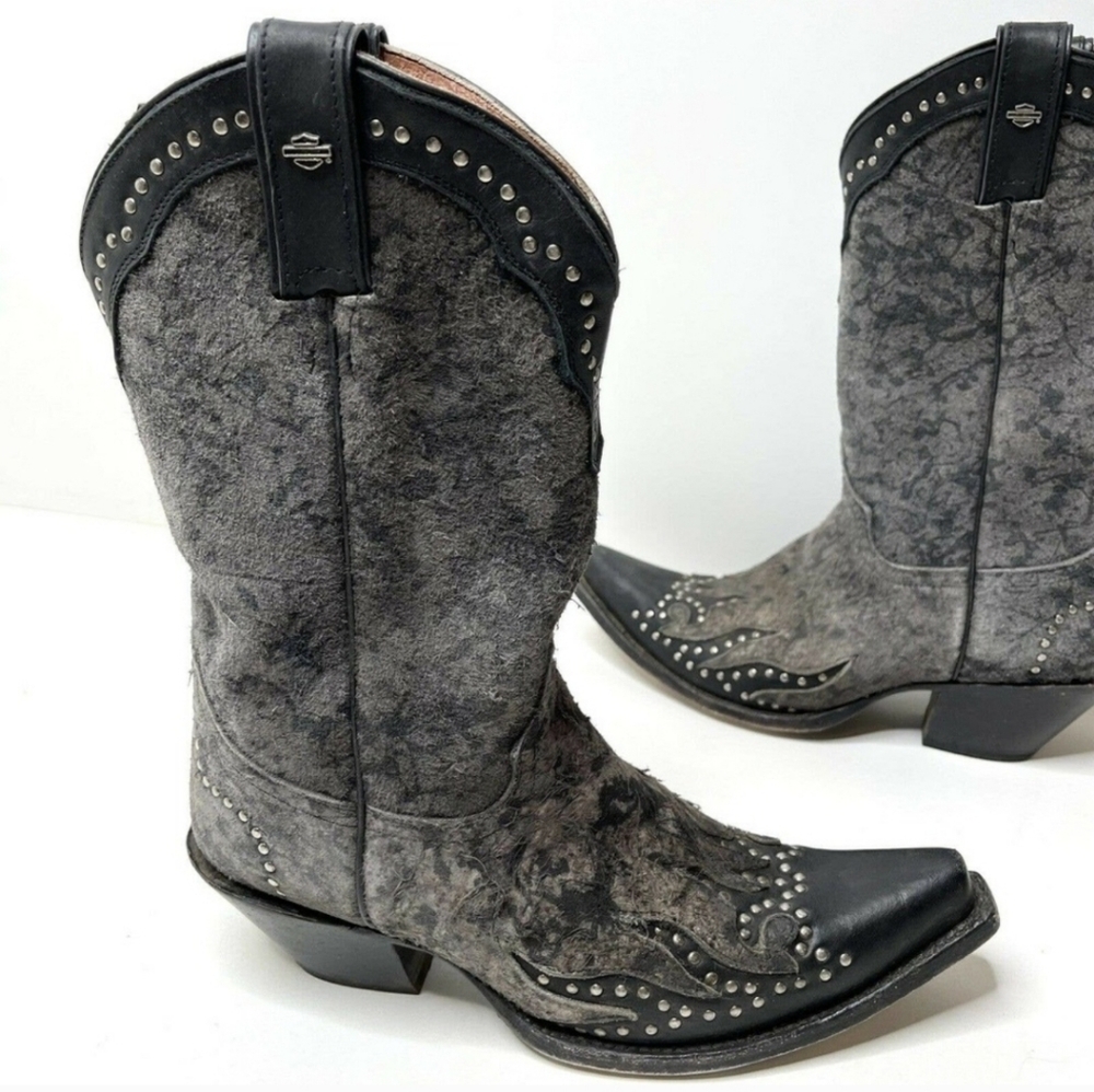 Harley-Davidson JESSA gray/black western styled motorcycle boots Women Size 10M